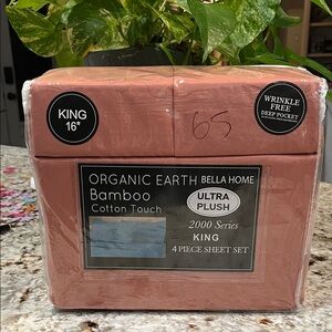 BAMBOO 2000 Series Organic Earth 4 Piece Rust/Coral Sheet Set